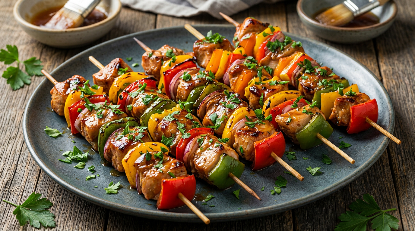 Honey Garlic Chicken Kabobs (Grilled or Oven-Baked)